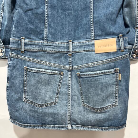 Retrofete Sibi Puff-Sleeve Denim Mini Dress Size L NWT - Picture 11 of 13